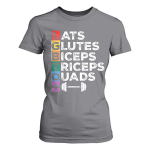 LGBTQ Gymer T Shirt For Women Lats Glutes Biceps Triceps Quads TS09 Charcoal Print Your Wear