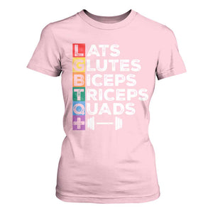 LGBTQ Gymer T Shirt For Women Lats Glutes Biceps Triceps Quads TS09 Light Pink Print Your Wear