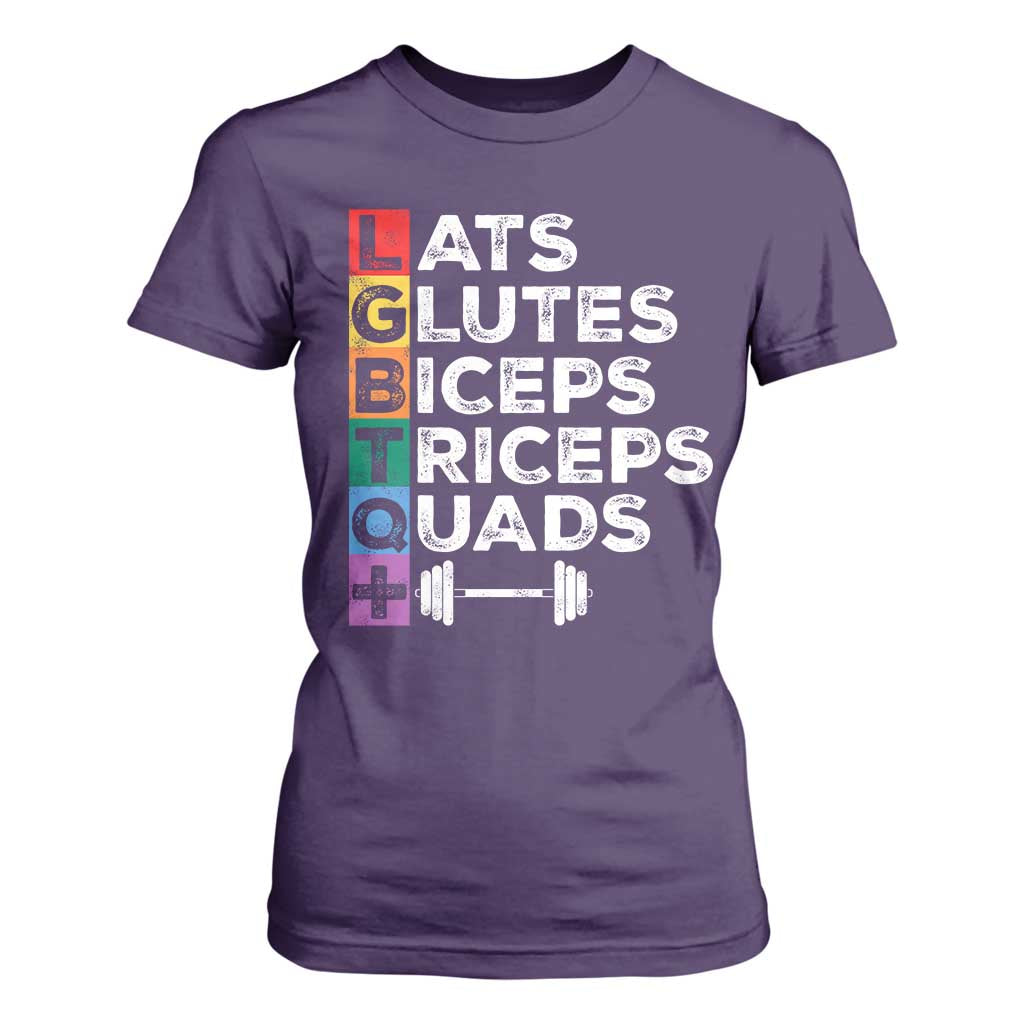 LGBTQ Gymer T Shirt For Women Lats Glutes Biceps Triceps Quads TS09 Purple Print Your Wear