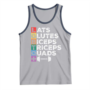LGBTQ Gymer Tank Top Lats Glutes Biceps Triceps Quads TS09 Athletic Heather Navy Print Your Wear
