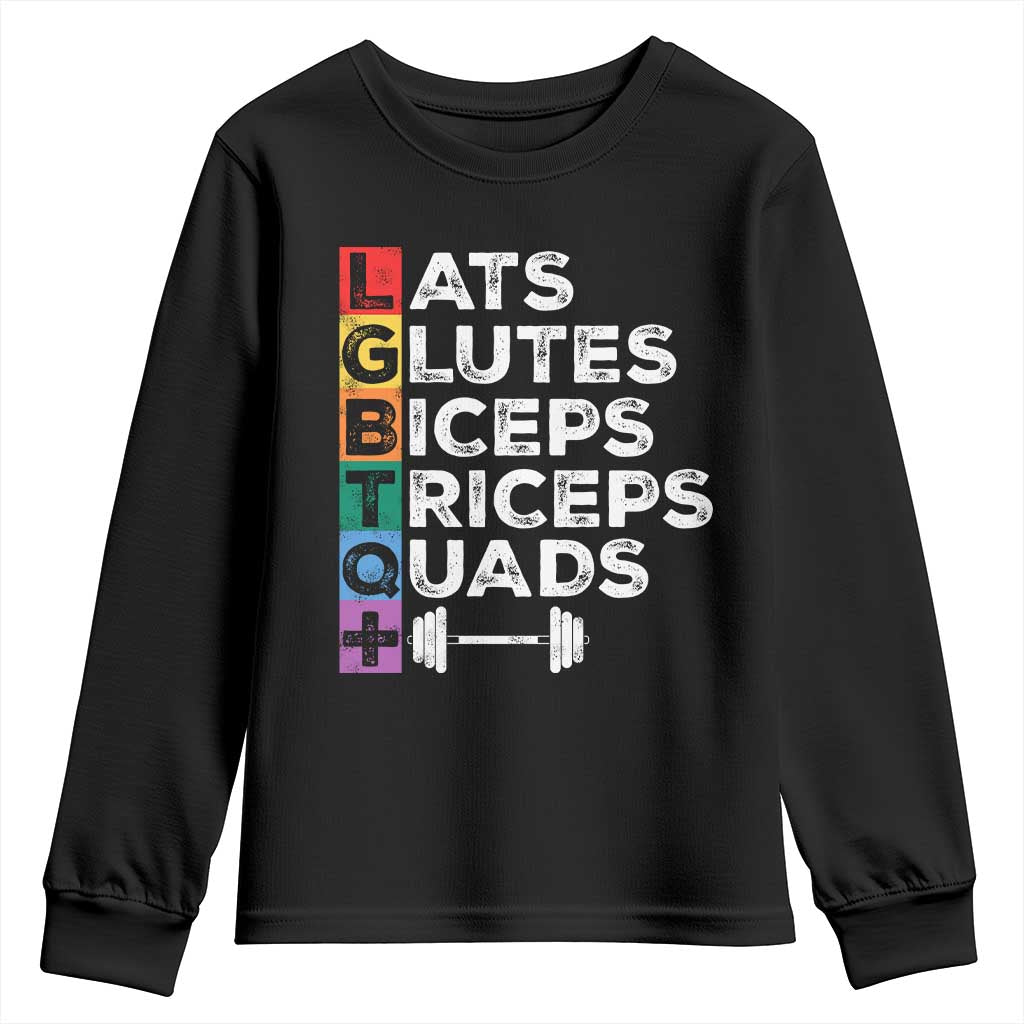 LGBTQ Gymer Youth Sweatshirt Lats Glutes Biceps Triceps Quads TS09 Black Print Your Wear