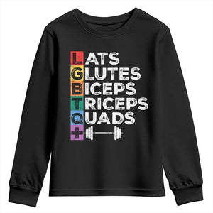 LGBTQ Gymer Youth Sweatshirt Lats Glutes Biceps Triceps Quads TS09 Black Print Your Wear