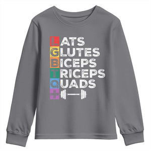 LGBTQ Gymer Youth Sweatshirt Lats Glutes Biceps Triceps Quads TS09 Charcoal Print Your Wear