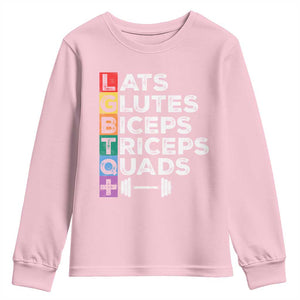 LGBTQ Gymer Youth Sweatshirt Lats Glutes Biceps Triceps Quads TS09 Light Pink Print Your Wear