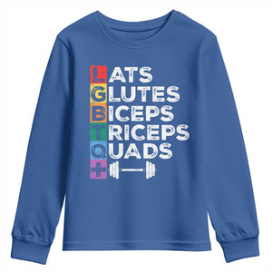 LGBTQ Gymer Youth Sweatshirt Lats Glutes Biceps Triceps Quads TS09 Royal Blue Print Your Wear