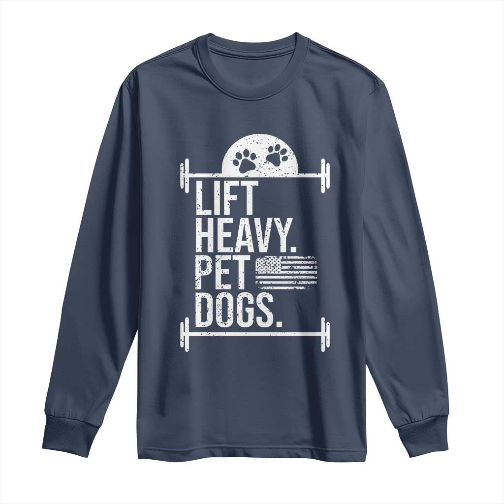 Gymer Dog Lover Long Sleeve Shirt Lift Heavy Pet Dogs TS09 Navy Print Your Wear
