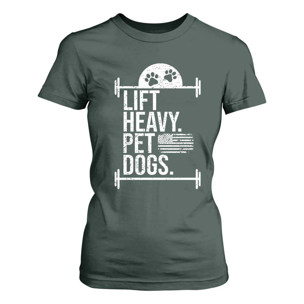 Gymer Dog Lover T Shirt For Women Lift Heavy Pet Dogs TS09 Dark Forest Green Print Your Wear