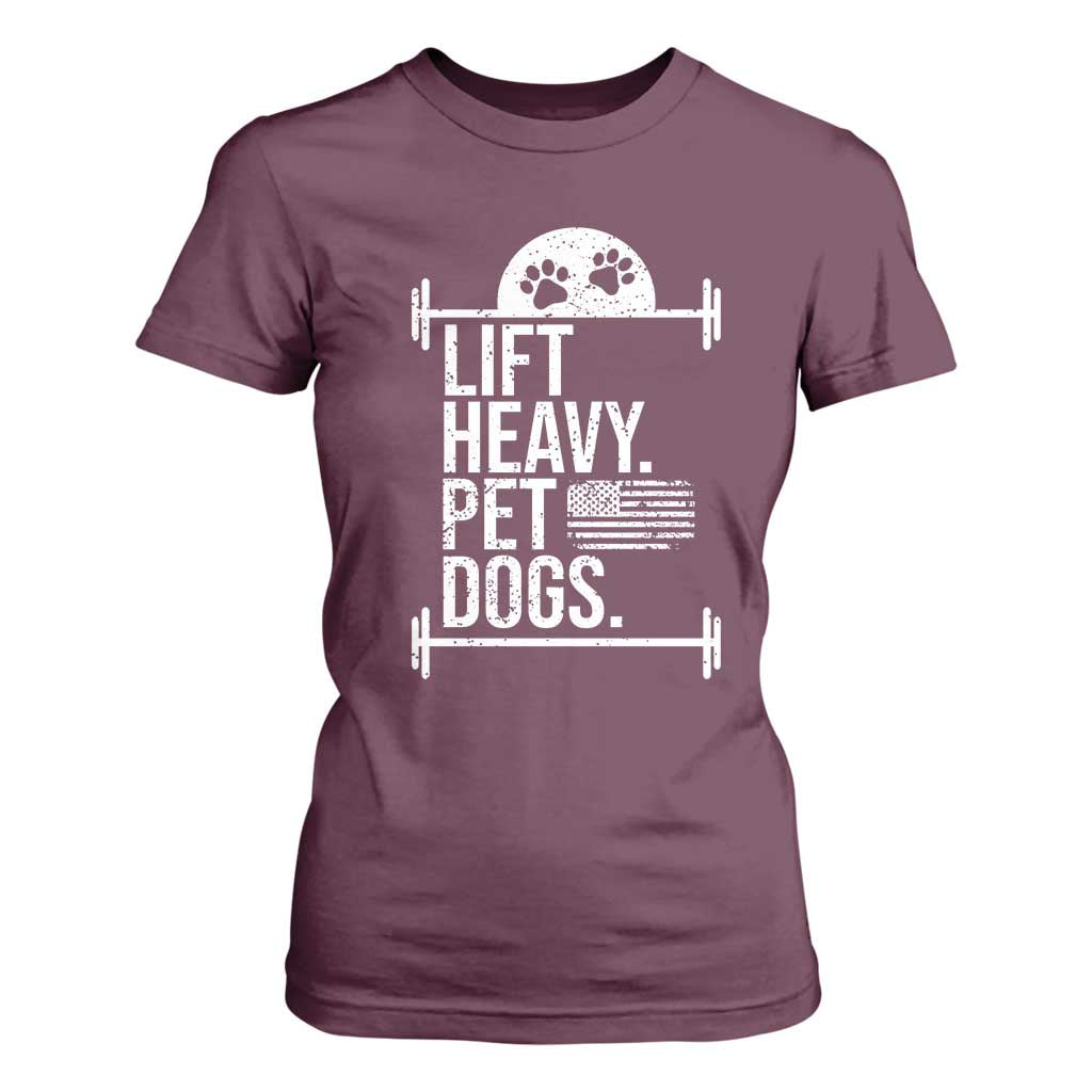 Gymer Dog Lover T Shirt For Women Lift Heavy Pet Dogs TS09 Maroon Print Your Wear