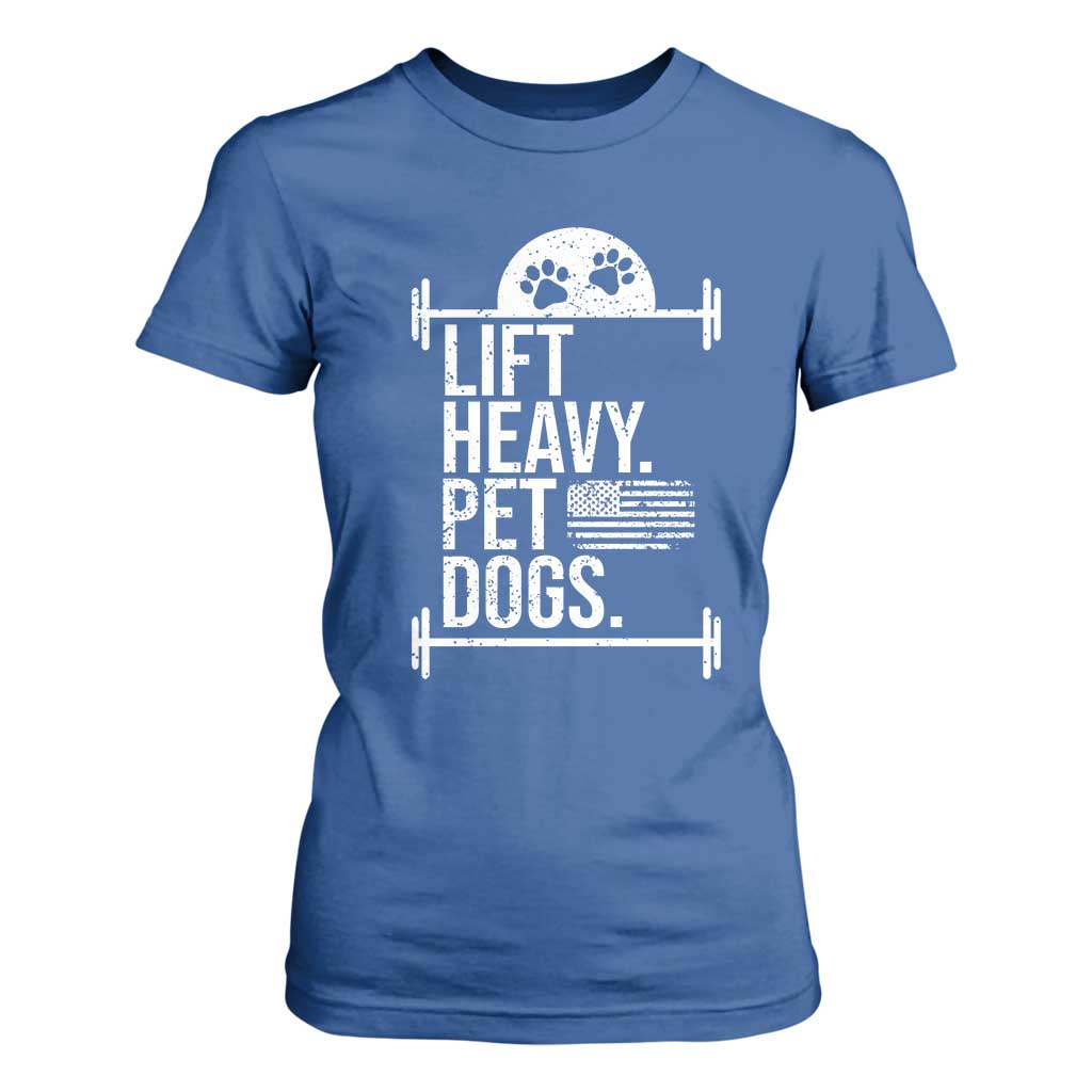 Gymer Dog Lover T Shirt For Women Lift Heavy Pet Dogs TS09 Royal Blue Print Your Wear