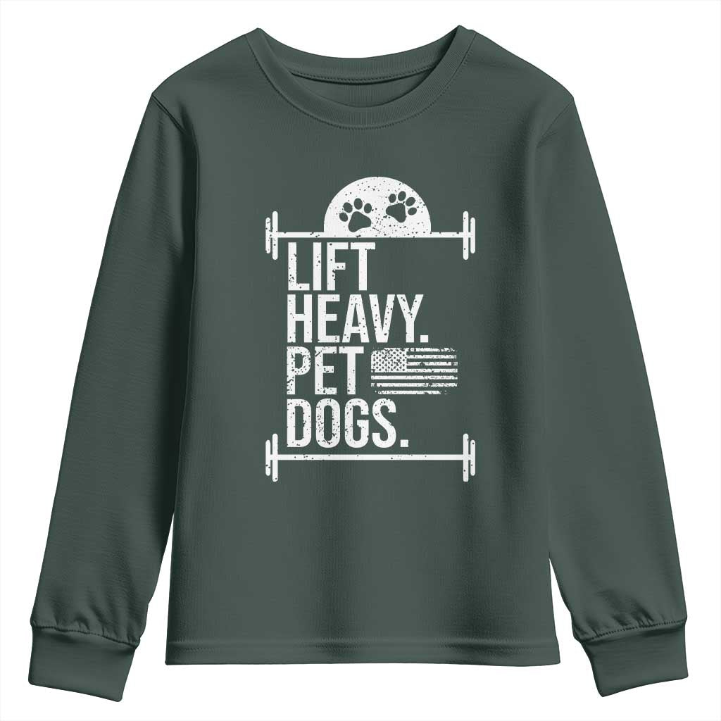 Gymer Dog Lover Youth Sweatshirt Lift Heavy Pet Dogs TS09 Dark Forest Green Print Your Wear