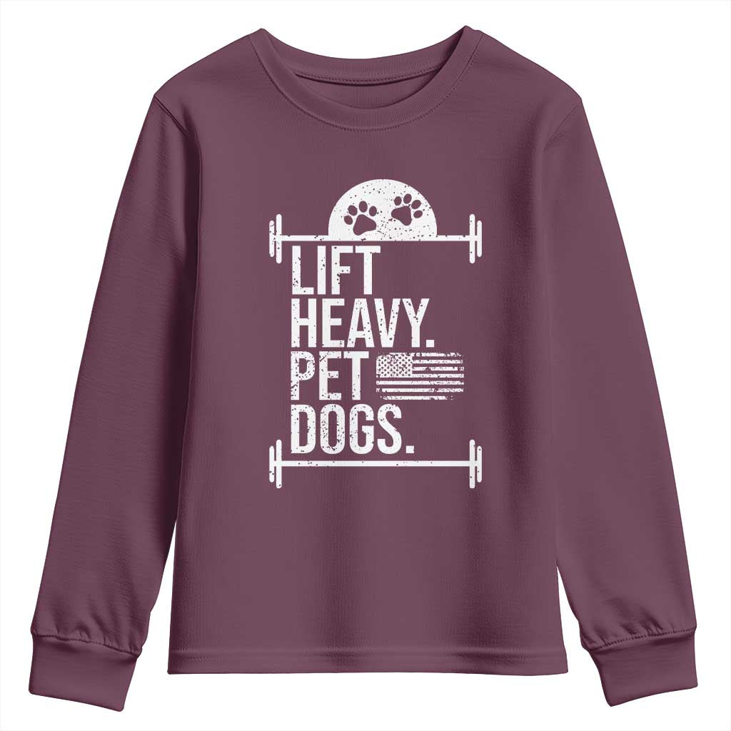 Gymer Dog Lover Youth Sweatshirt Lift Heavy Pet Dogs TS09 Maroon Print Your Wear