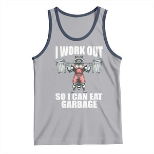 Funny Workout Tank Top I Work Out So I Can Eat Garbage Raccoon TS09 Athletic Heather Navy Print Your Wear