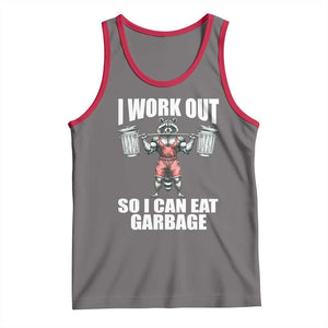 Funny Workout Tank Top I Work Out So I Can Eat Garbage Raccoon TS09 Deep Heather Red Print Your Wear