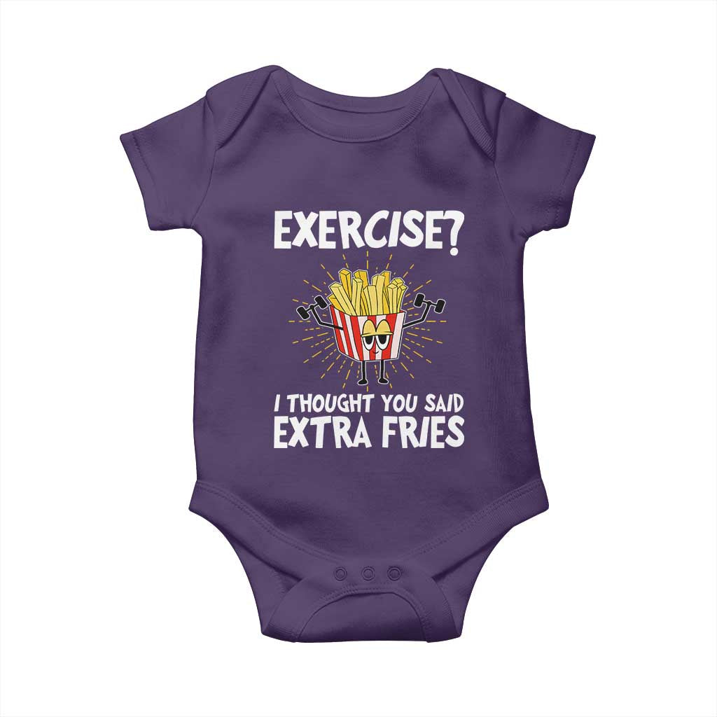 Funny Workout Baby Onesie Exercise? I Thought You Said Extra Fries TS09 Purple Print Your Wear
