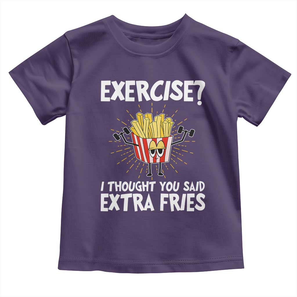 Funny Workout Baby Shirt Exercise? I Thought You Said Extra Fries TS09 Purple Print Your Wear