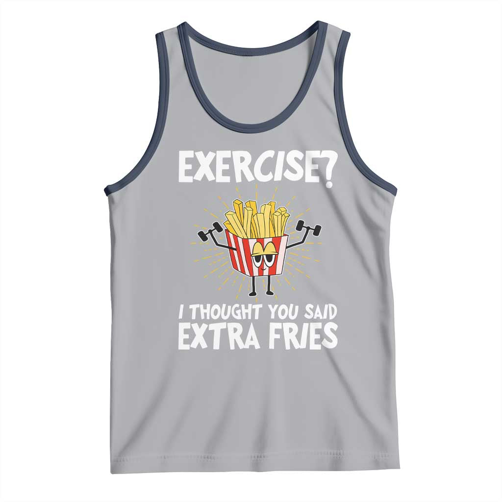 Funny Workout Tank Top Exercise? I Thought You Said Extra Fries TS09 Athletic Heather Navy Print Your Wear