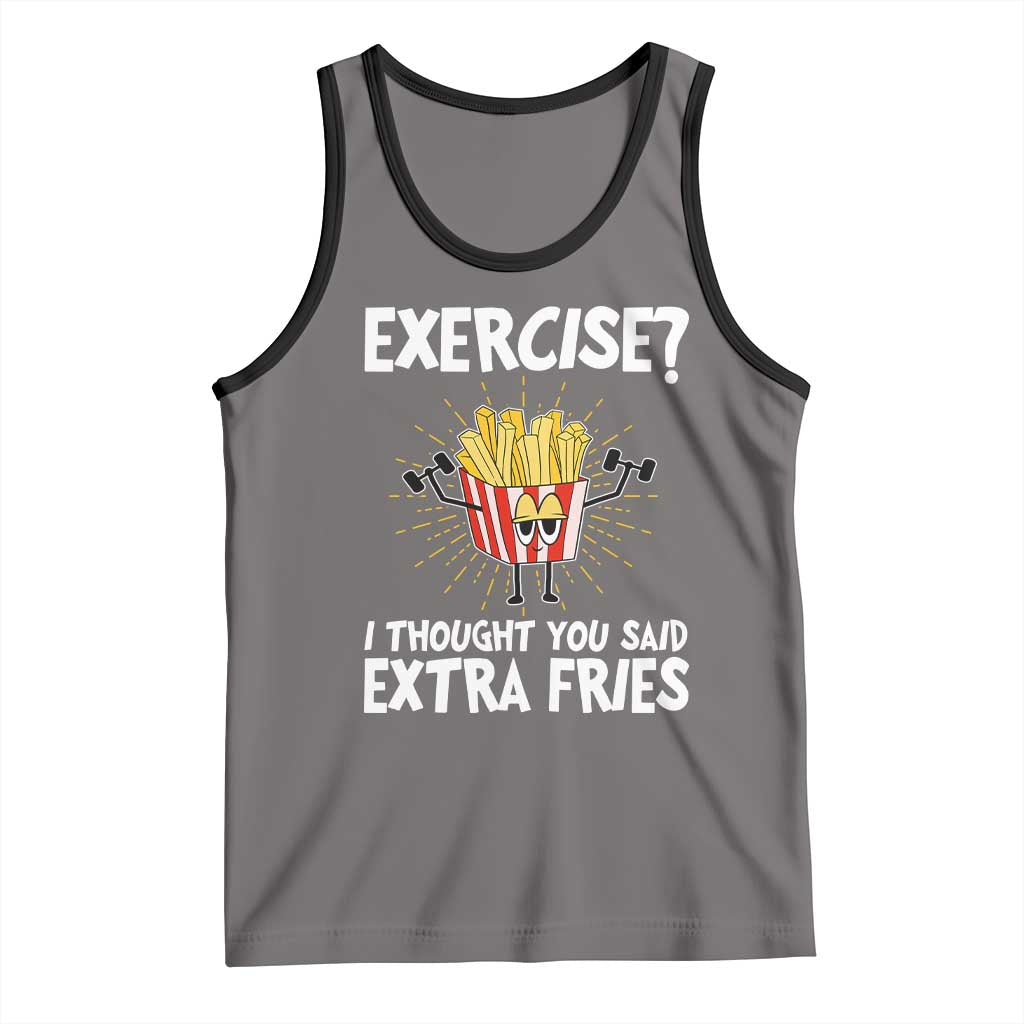 Funny Workout Tank Top Exercise? I Thought You Said Extra Fries TS09 Deep Heather Black Print Your Wear