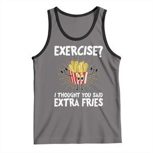 Funny Workout Tank Top Exercise? I Thought You Said Extra Fries TS09 Deep Heather Black Print Your Wear