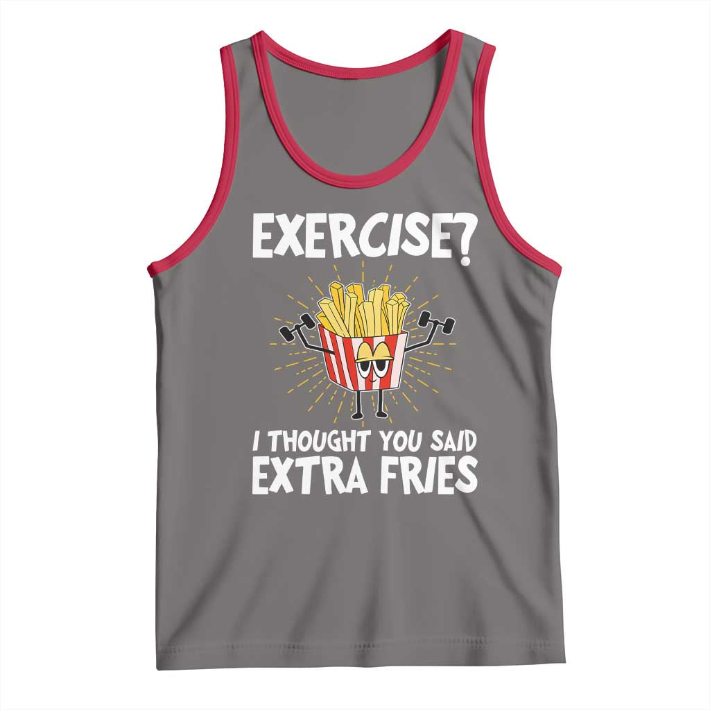 Funny Workout Tank Top Exercise? I Thought You Said Extra Fries TS09 Deep Heather Red Print Your Wear