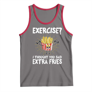 Funny Workout Tank Top Exercise? I Thought You Said Extra Fries TS09 Deep Heather Red Print Your Wear