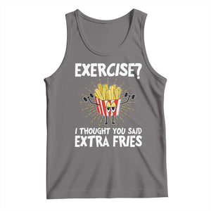 Funny Workout Tank Top Exercise? I Thought You Said Extra Fries TS09 Deep Heather Print Your Wear