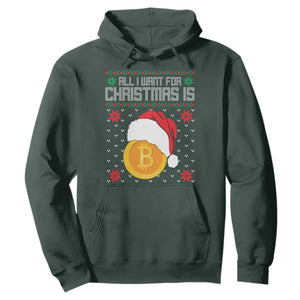 Funny All I Want For Christmas Is Bitcoin Hoodie TS09 Dark Forest Green Print Your Wear