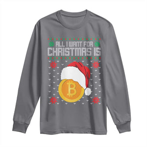 Funny All I Want For Christmas Is Bitcoin Long Sleeve Shirt TS09 Charcoal Print Your Wear
