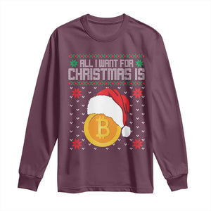 Funny All I Want For Christmas Is Bitcoin Long Sleeve Shirt TS09 Maroon Print Your Wear
