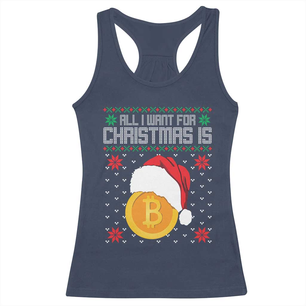 Funny All I Want For Christmas Is Bitcoin Racerback Tank Top TS09 Navy Print Your Wear