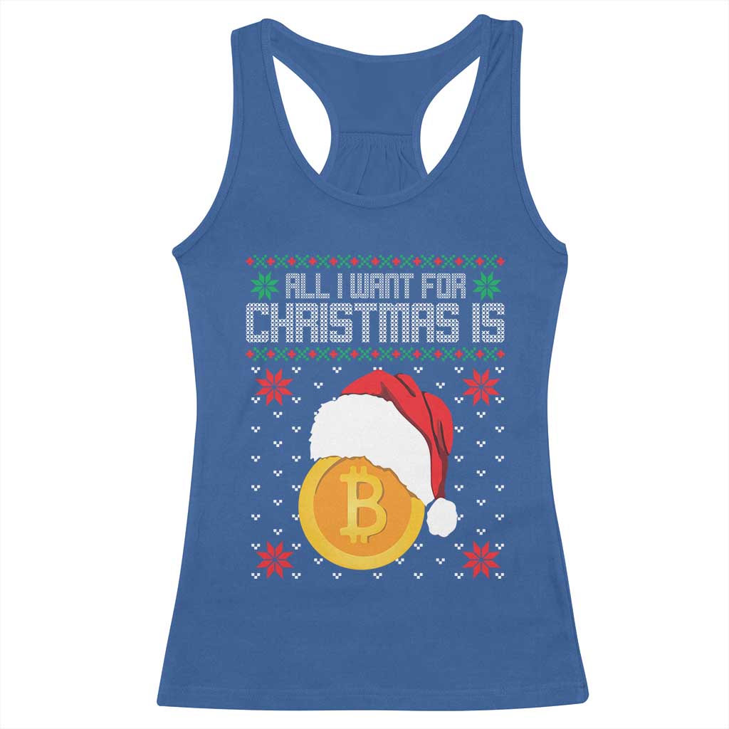 Funny All I Want For Christmas Is Bitcoin Racerback Tank Top TS09 Royal Blue Print Your Wear