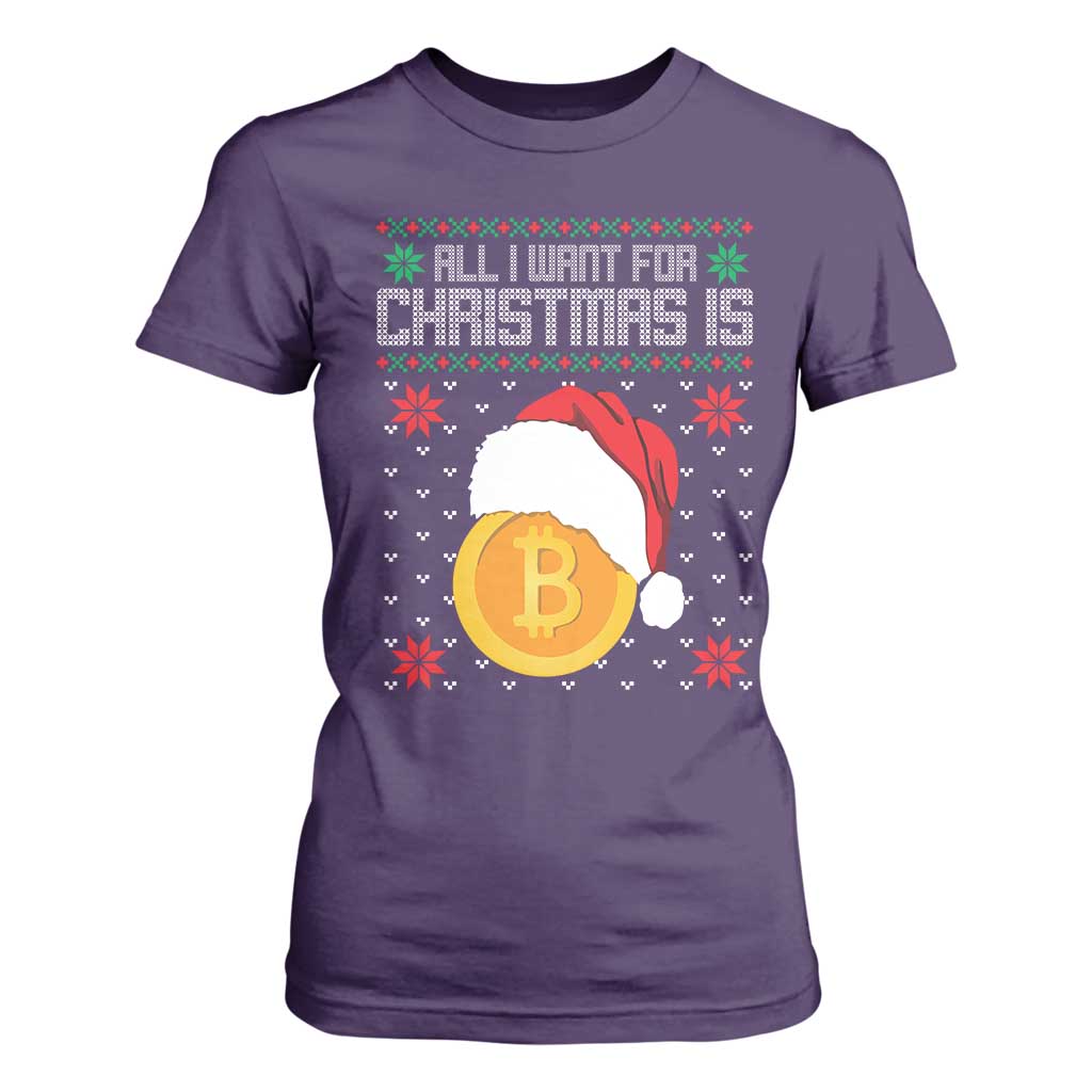 Funny All I Want For Christmas Is Bitcoin T Shirt For Women TS09 Purple Print Your Wear