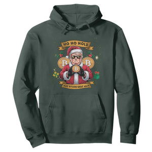 Funny Christmas Bitcoin Hoodie Ho Ho Hold Merry Crypto Santa Trump TS09 Dark Forest Green Print Your Wear