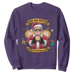 Funny Christmas Bitcoin Sweatshirt Ho Ho Hold Merry Crypto Santa Trump TS09 Purple Print Your Wear