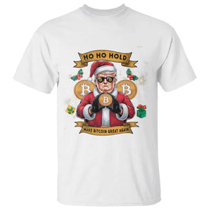 Funny Christmas Bitcoin T Shirt Ho Ho Hold Merry Crypto Santa Trump TS09 White Print Your Wear