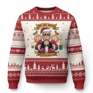 Funny Xmas Trump Bitcoin Ugly Christmas Sweater Ho Ho Hold Make Bitcoin Great Again Crypto TS09 Red Print Your Wear