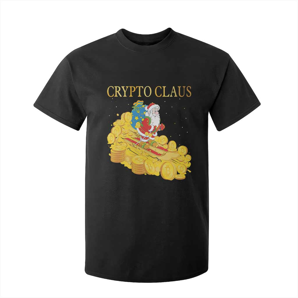 Funny Christmas Bitcoin Crypto Claus T Shirt For Kid TS09 Black Print Your Wear