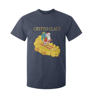Funny Christmas Bitcoin Crypto Claus T Shirt For Kid TS09 Navy Print Your Wear