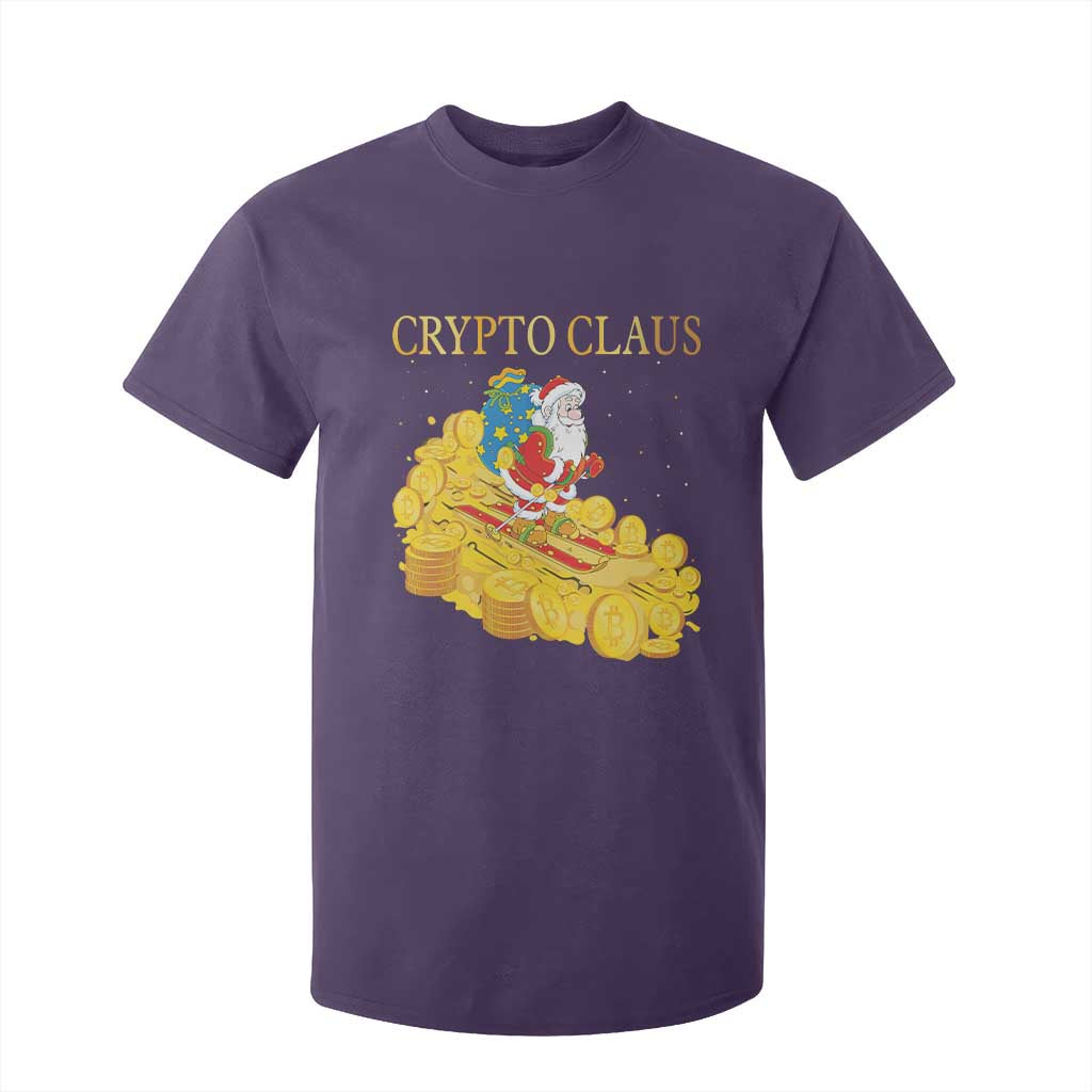 Funny Christmas Bitcoin Crypto Claus T Shirt For Kid TS09 Purple Print Your Wear