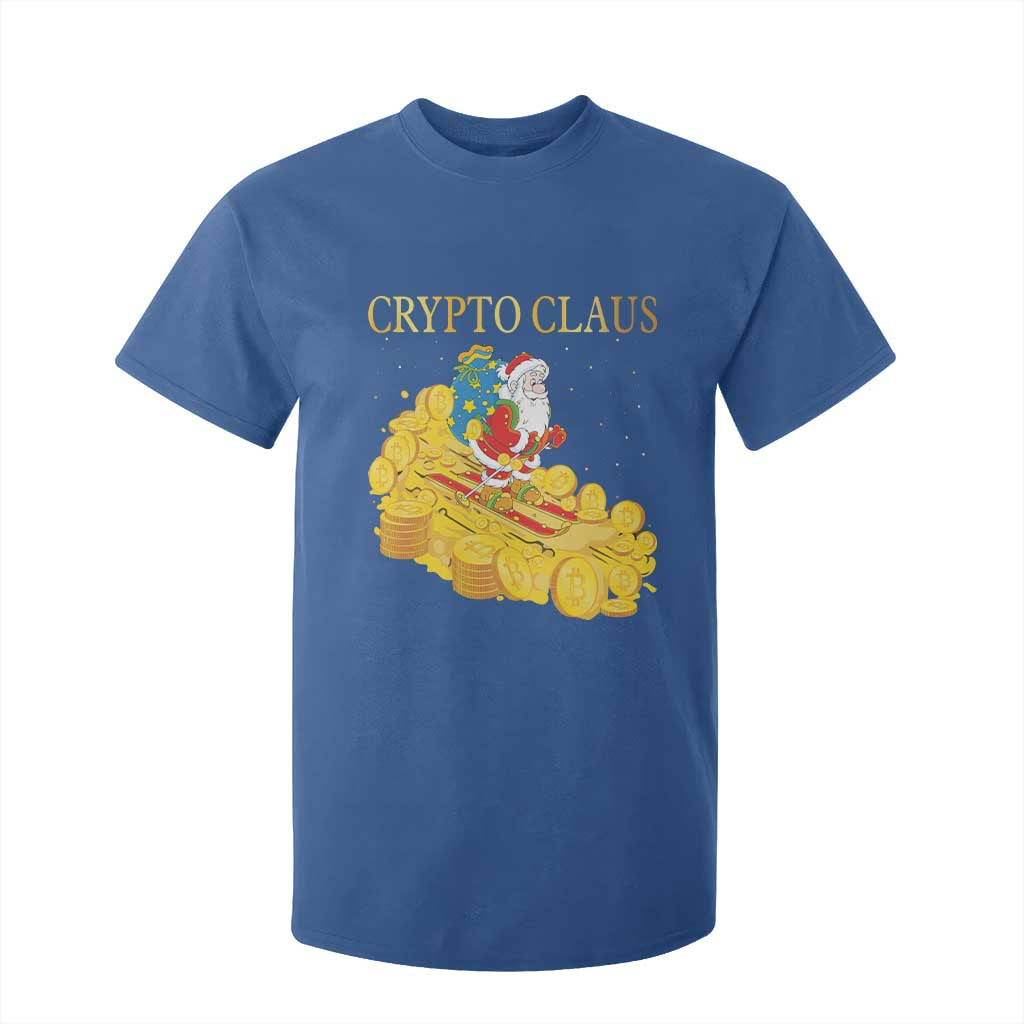 Funny Christmas Bitcoin Crypto Claus T Shirt For Kid TS09 Royal Blue Print Your Wear