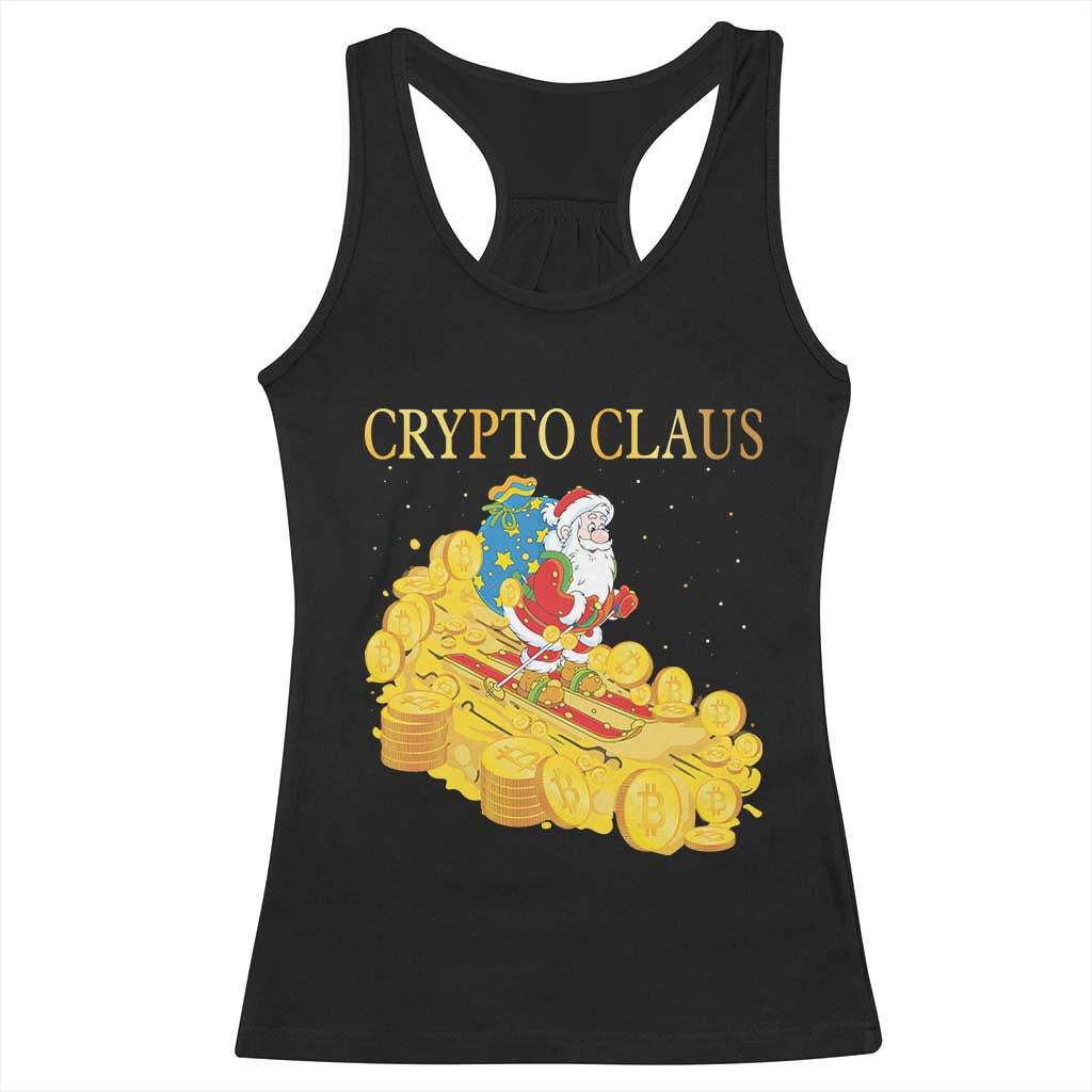 Funny Christmas Bitcoin Crypto Claus Racerback Tank Top TS09 Black Print Your Wear