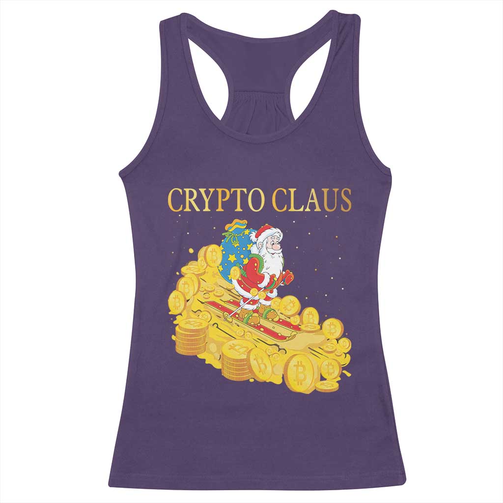 Funny Christmas Bitcoin Crypto Claus Racerback Tank Top TS09 Purple Print Your Wear