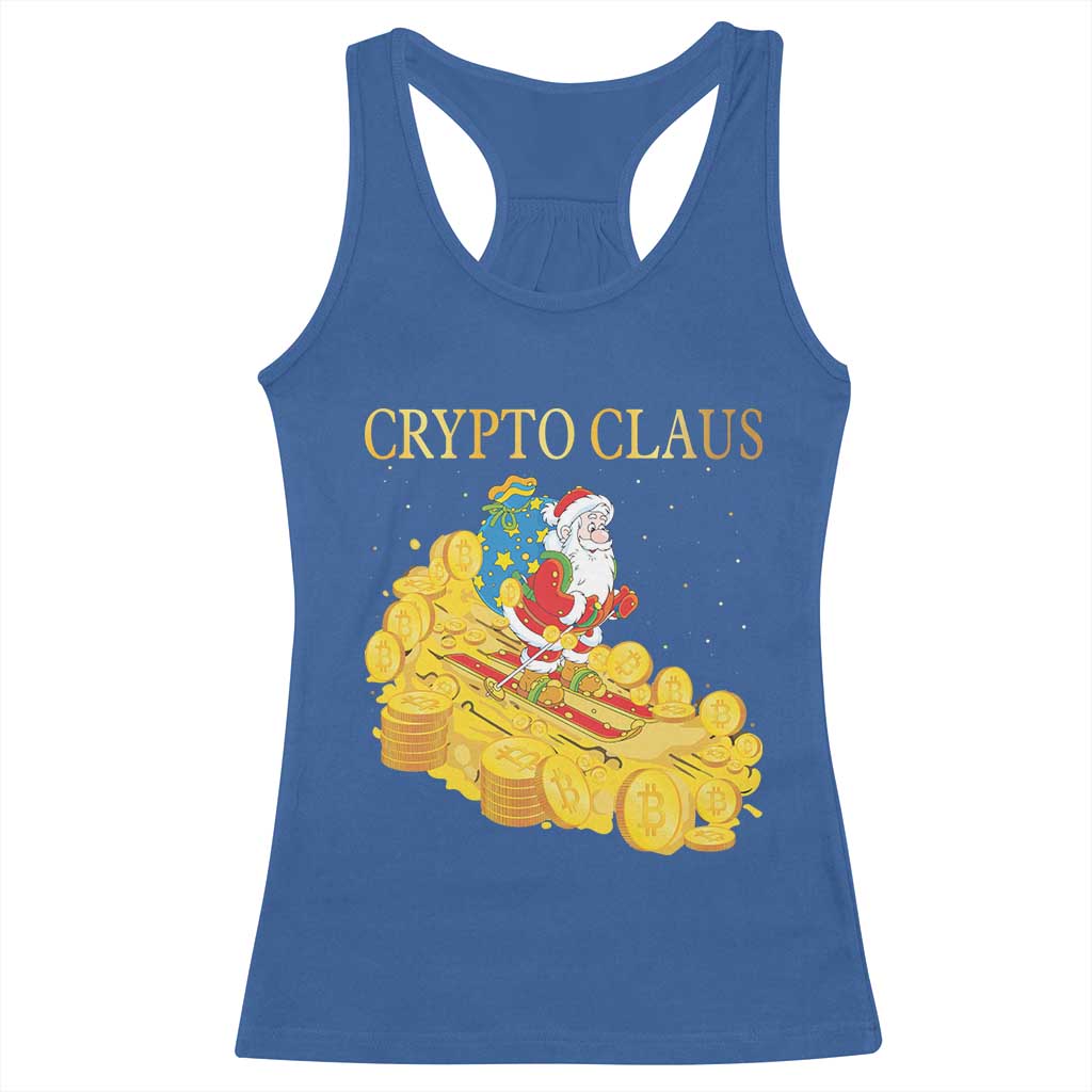 Funny Christmas Bitcoin Crypto Claus Racerback Tank Top TS09 Royal Blue Print Your Wear