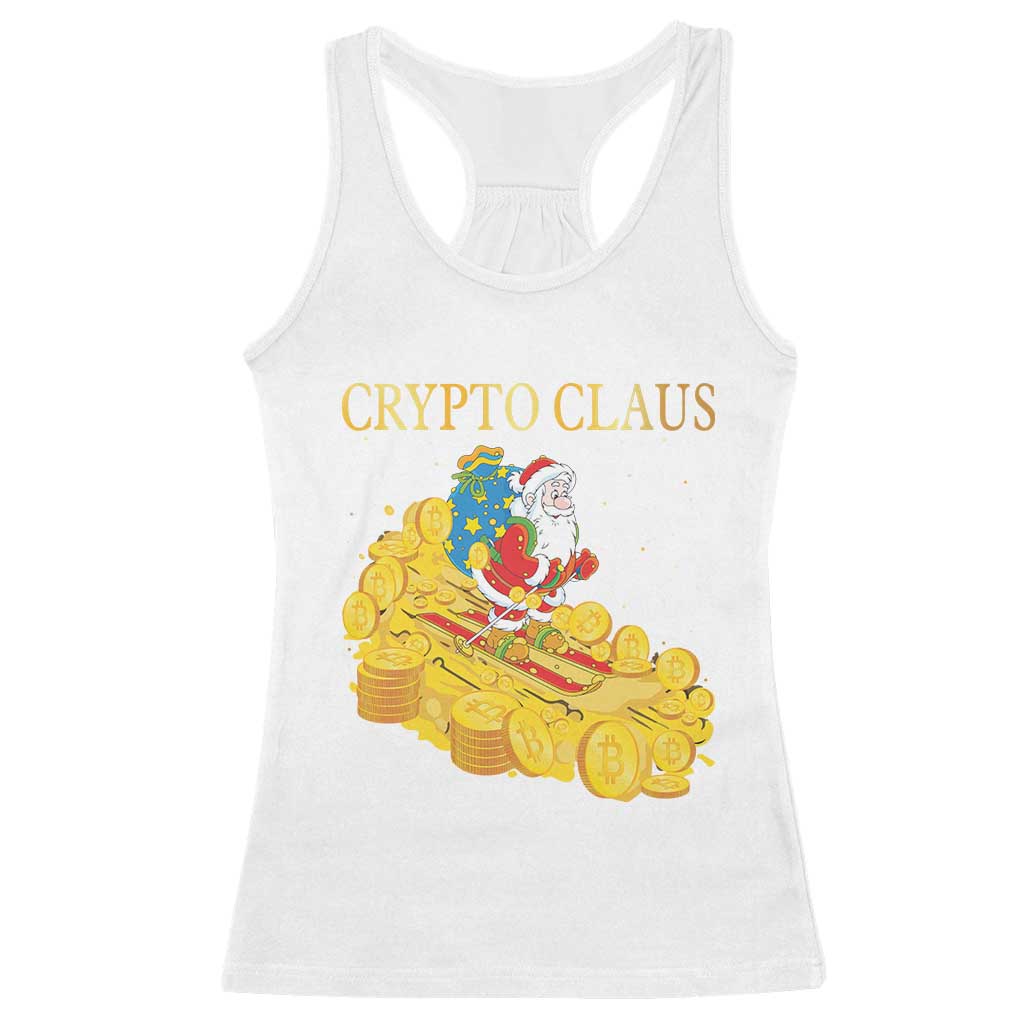 Funny Christmas Bitcoin Crypto Claus Racerback Tank Top TS09 White Print Your Wear
