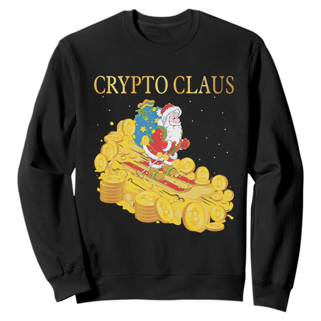 Funny Christmas Bitcoin Crypto Claus Sweatshirt TS09 Black Print Your Wear