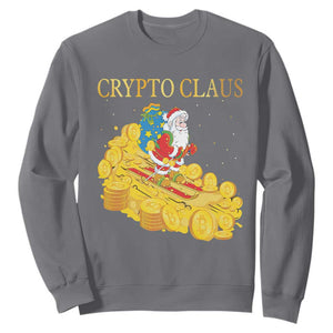 Funny Christmas Bitcoin Crypto Claus Sweatshirt TS09 Charcoal Print Your Wear