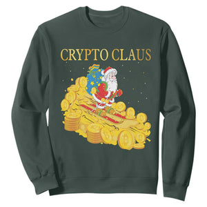 Funny Christmas Bitcoin Crypto Claus Sweatshirt TS09 Dark Forest Green Print Your Wear