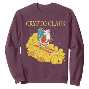 Funny Christmas Bitcoin Crypto Claus Sweatshirt TS09 Maroon Print Your Wear