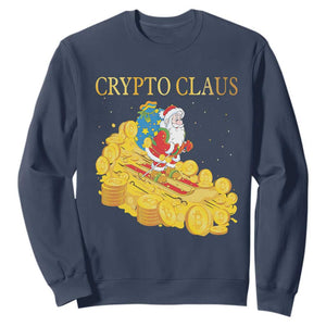 Funny Christmas Bitcoin Crypto Claus Sweatshirt TS09 Navy Print Your Wear