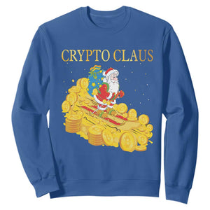 Funny Christmas Bitcoin Crypto Claus Sweatshirt TS09 Royal Blue Print Your Wear