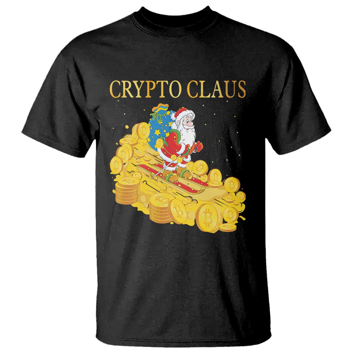 Funny Christmas Bitcoin Crypto Claus T Shirt TS09 Black Print Your Wear